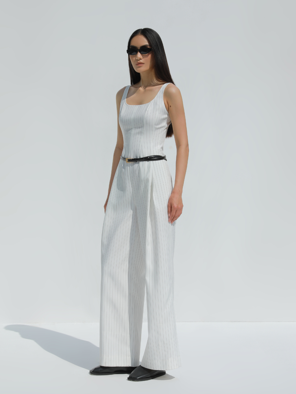 White Jumpsuit With Black Stripes