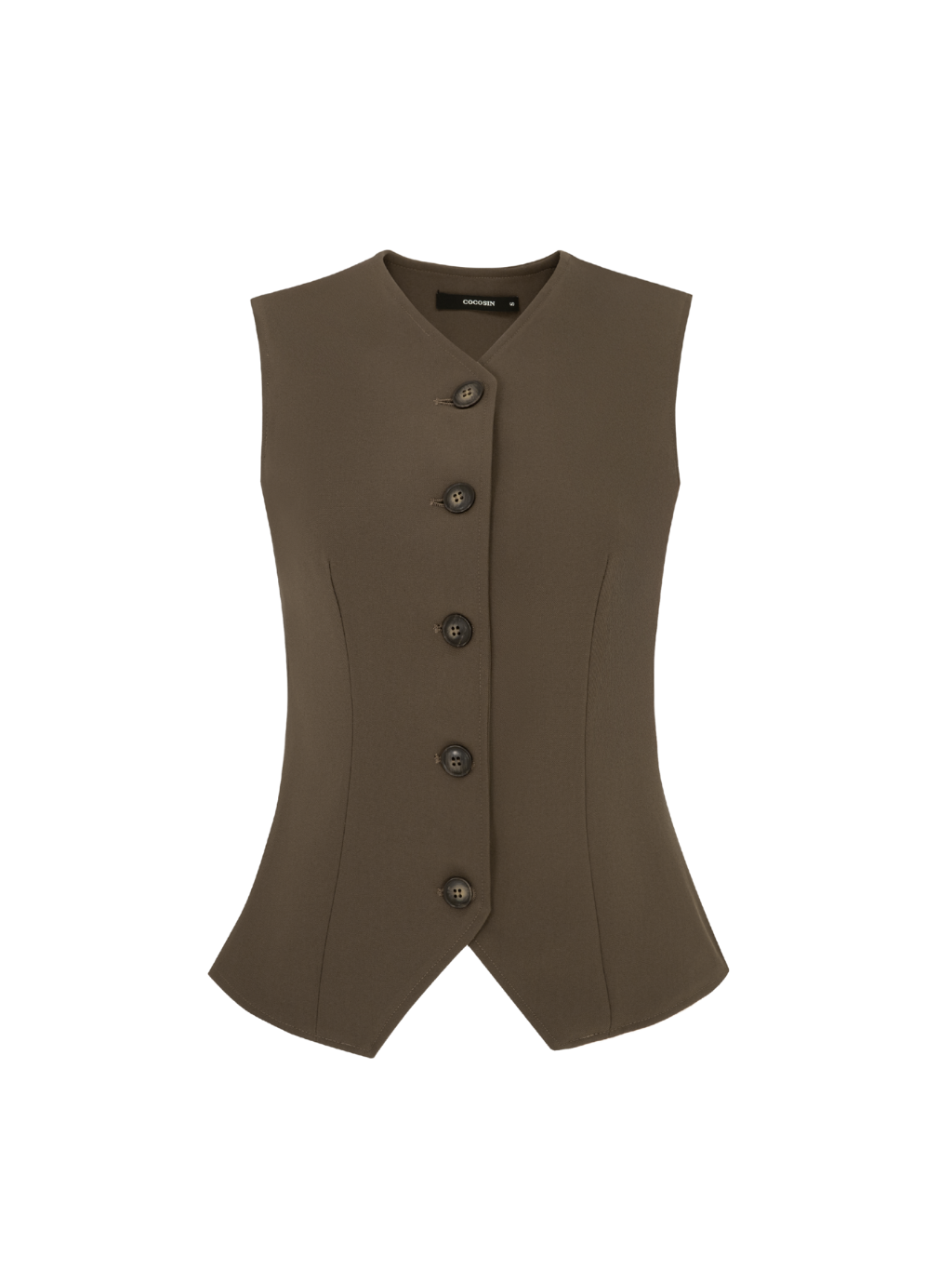Brown Sleeveless Tailored Vest