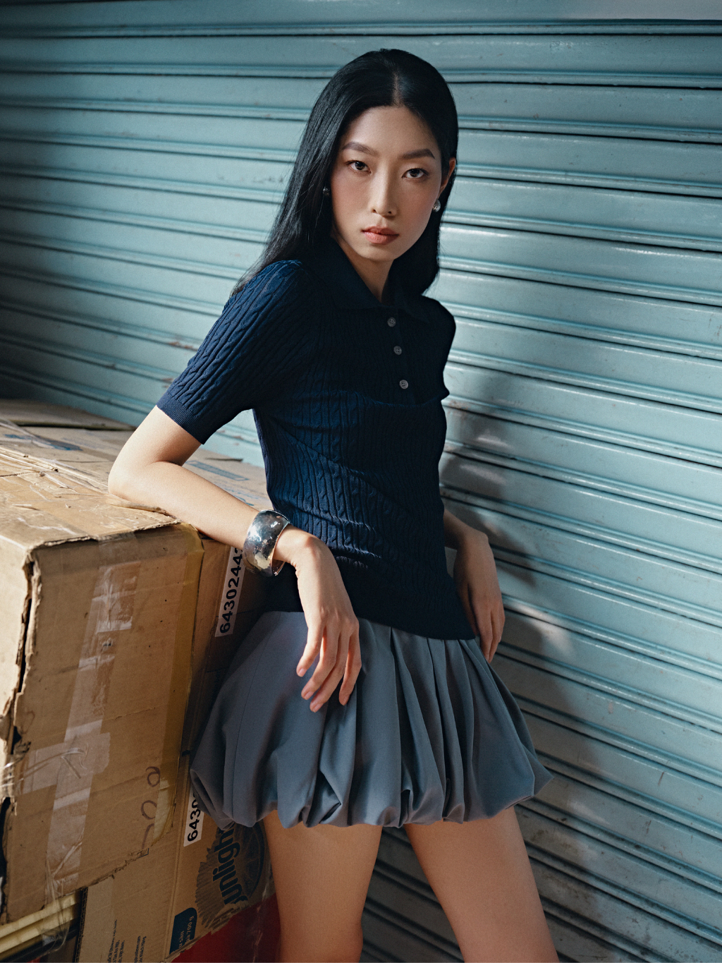 Grey Balloon Mini Skirt