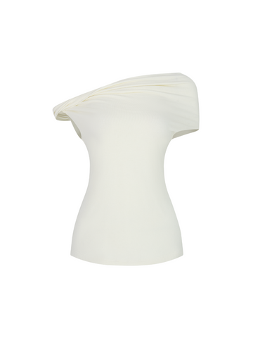 Ivory Twist Off-Shoulder Fitted Top