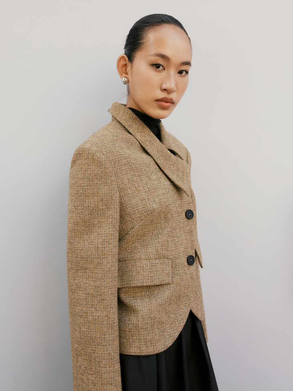 Check Asymmetric Coat