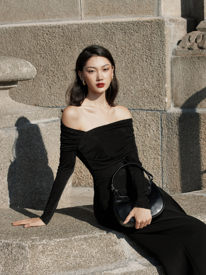 Black Off Shoulder Bodysuit