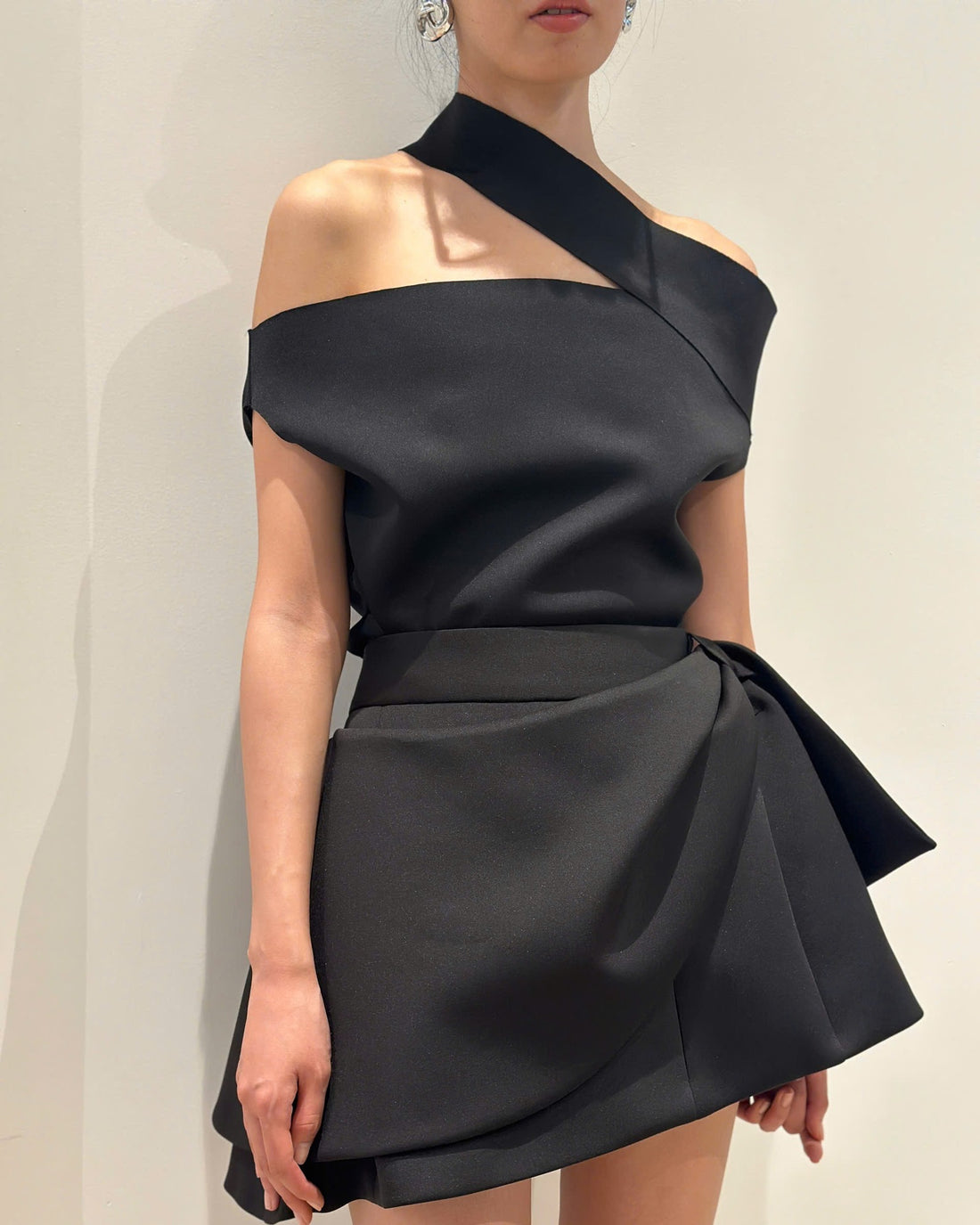 Black Asymmetric Mini Skirt
