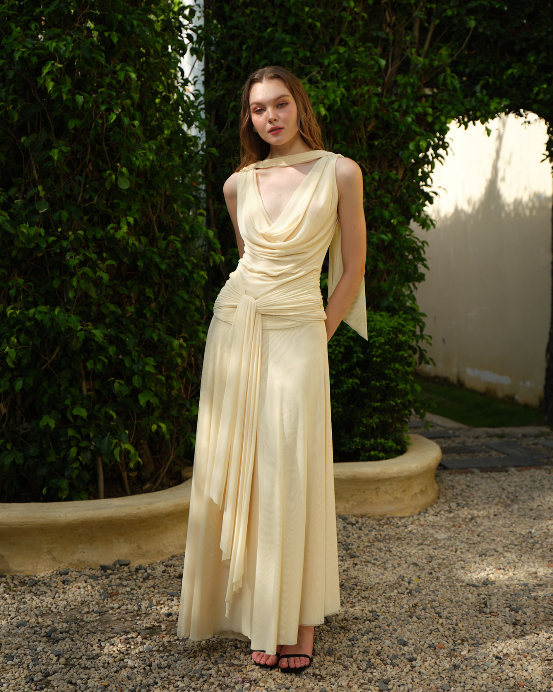 The Solène Drape Maxi Dress