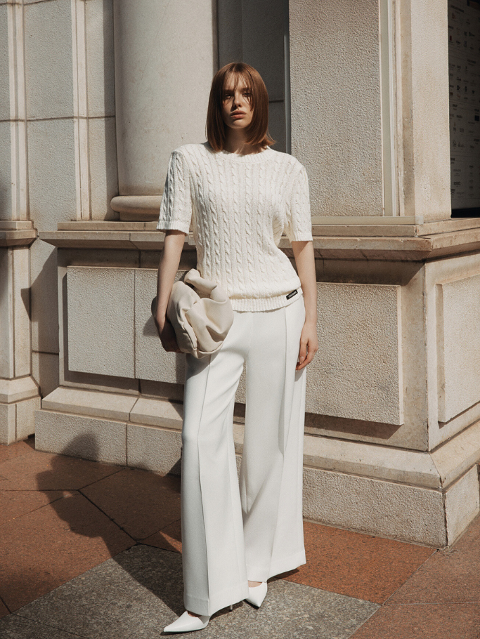 Coco Sin Beige Cable Knit Top