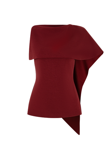 [PRE-ORDER] Red Asymmetric Caped Detailed Top