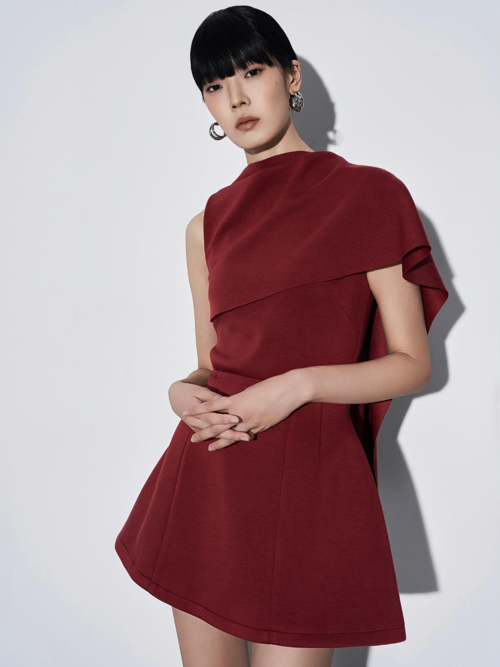 [PRE-ORDER] Red Asymmetric Caped Detailed Top