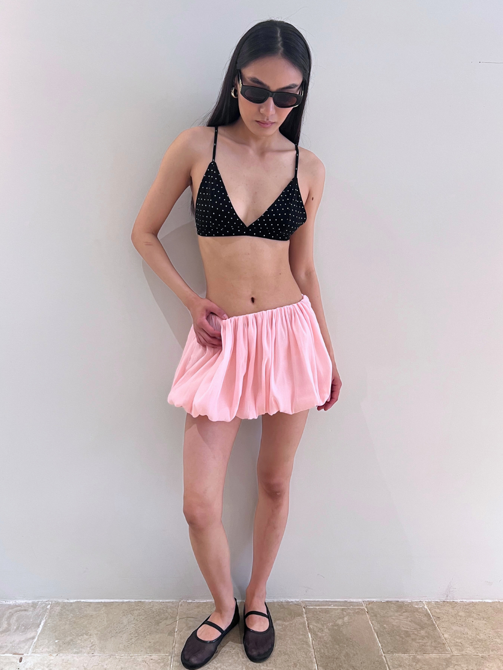 Light Pink Bubble Mini Skirt