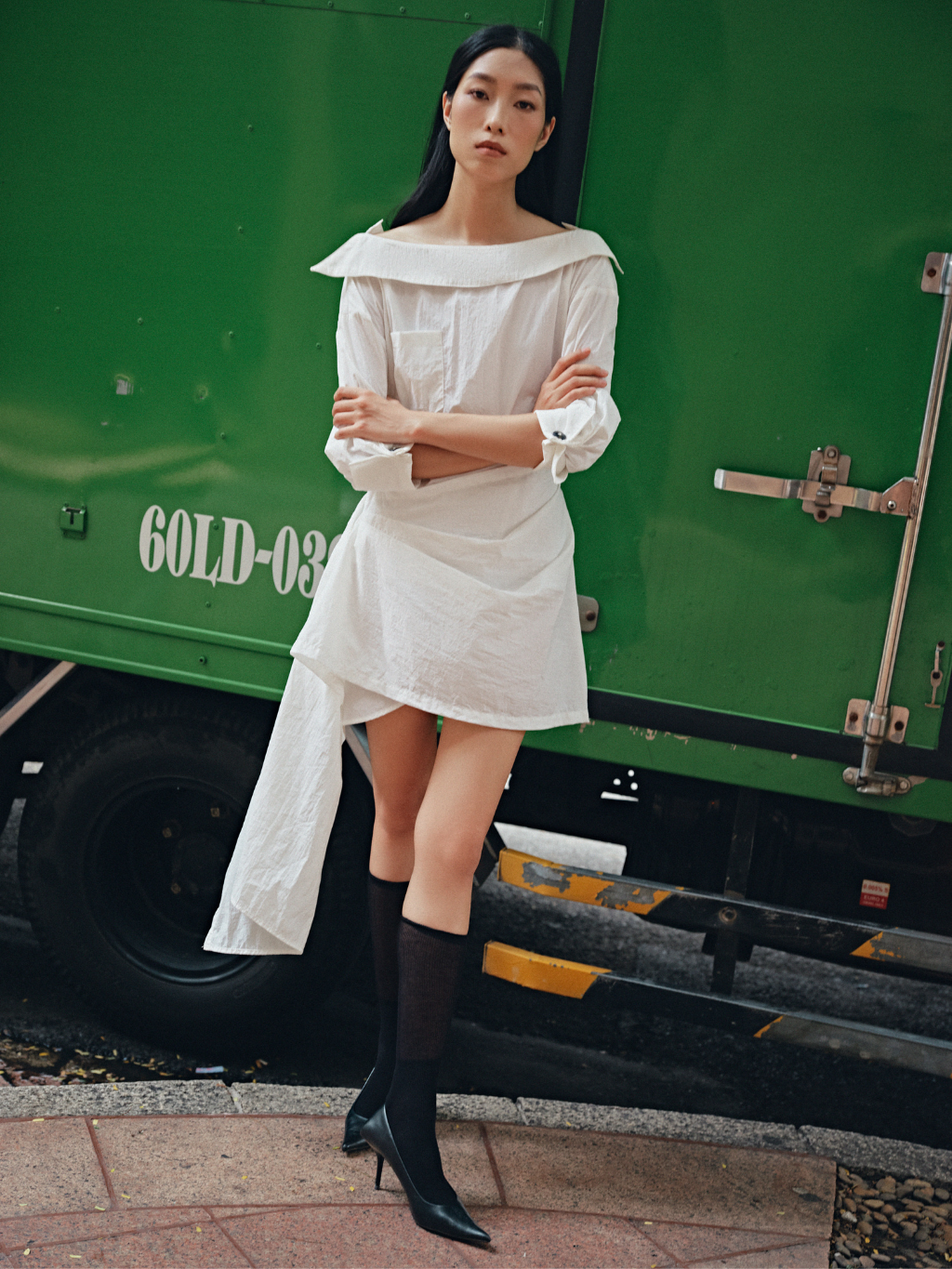Asymmetric Mini Shirt Dress