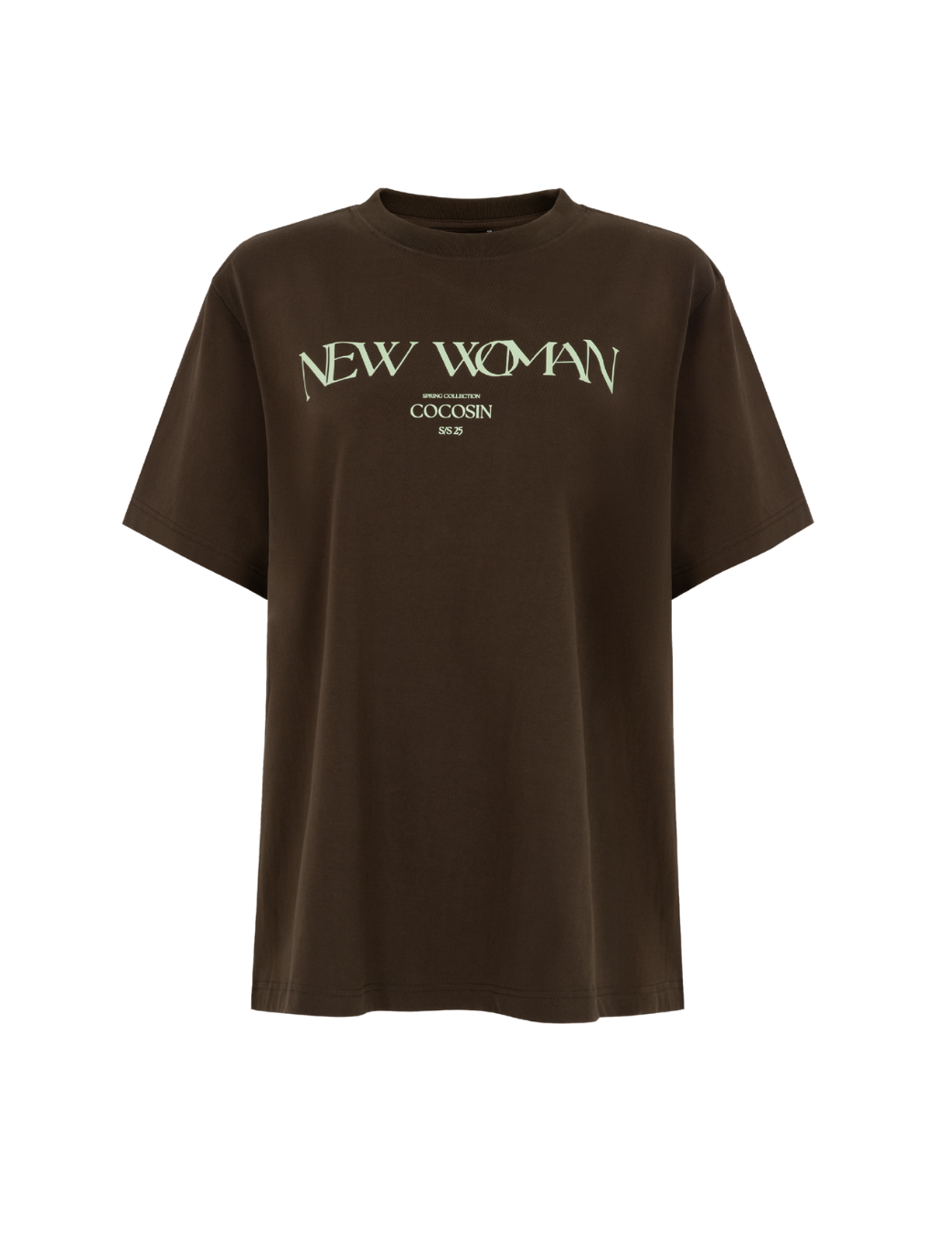 เสื้อยืดลายกราฟฟิกสีน้ำตาลเข้ม