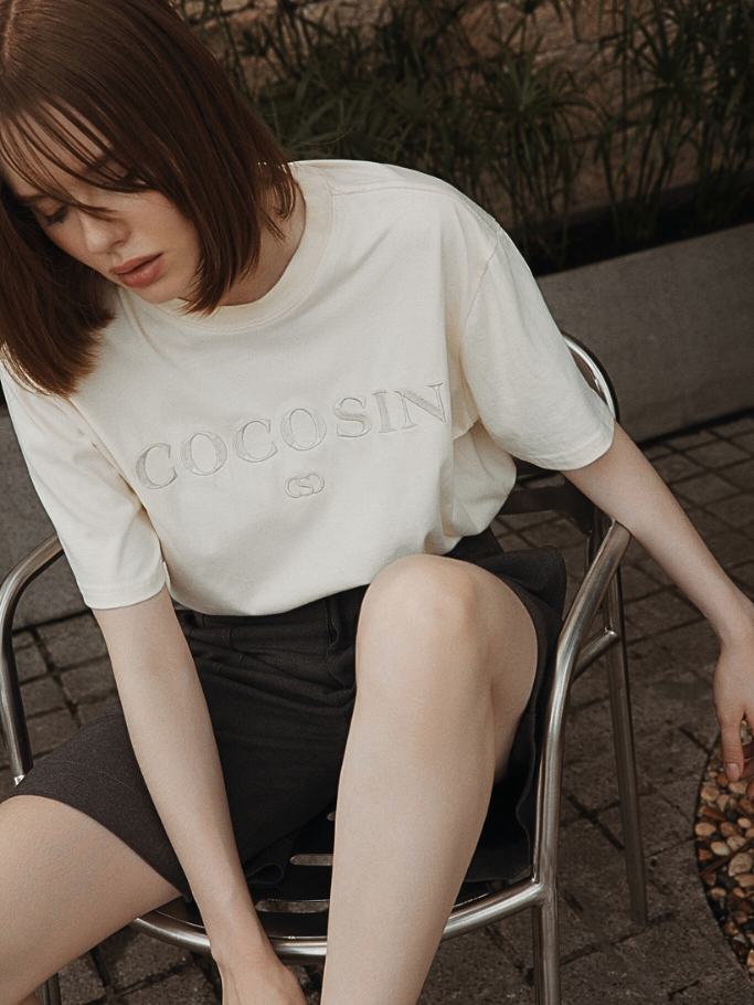 Coco Sin Beige Embroidered Tee