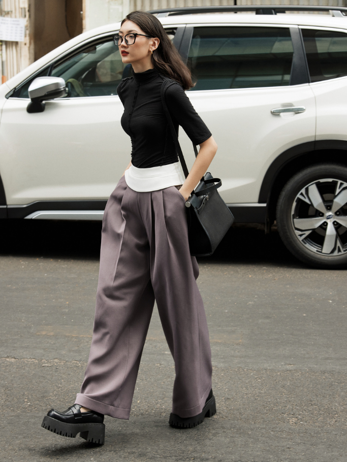 Combined Wide Leg Trousers