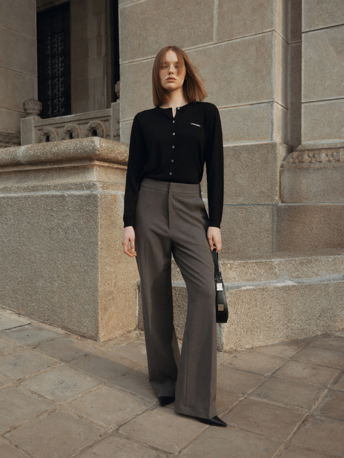 Grey Straight Leg Trousers