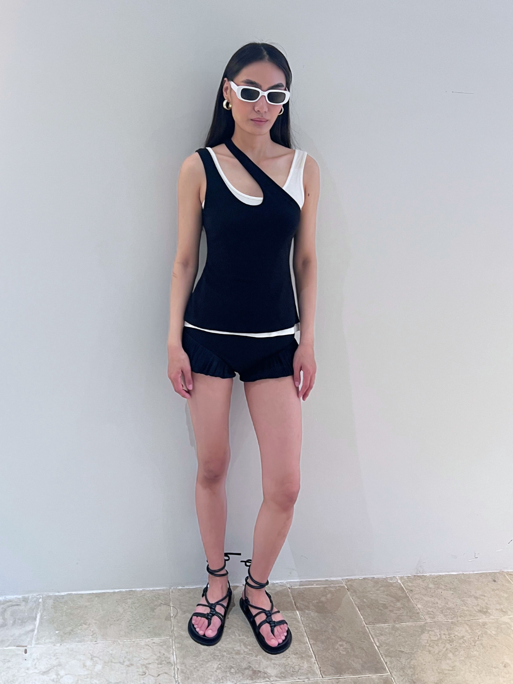 Asymmetrical Layered Cut-Out Tank Top